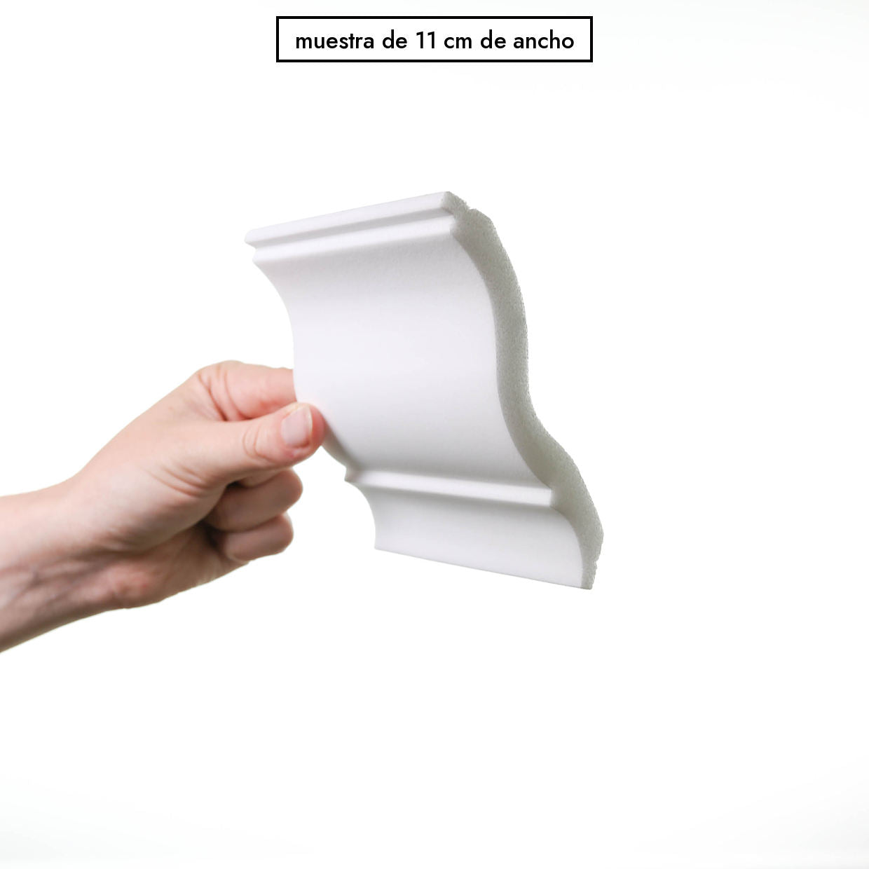 Muestra de 11 cm de ancho de la cornisa curva XL
