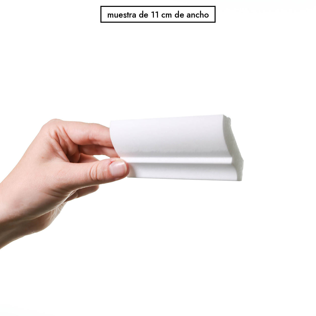 Muestra de 11 cm de ancho de la cornisa curva S