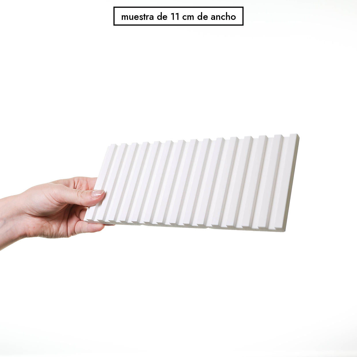 Muestra de 11 cm de ancho del panel riel